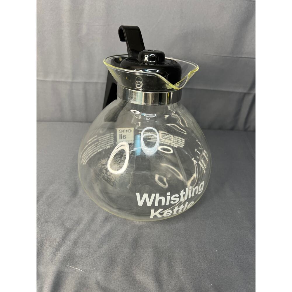 One All By Medelco Whistling Tea Kettle 12 Cup Capacity Glass